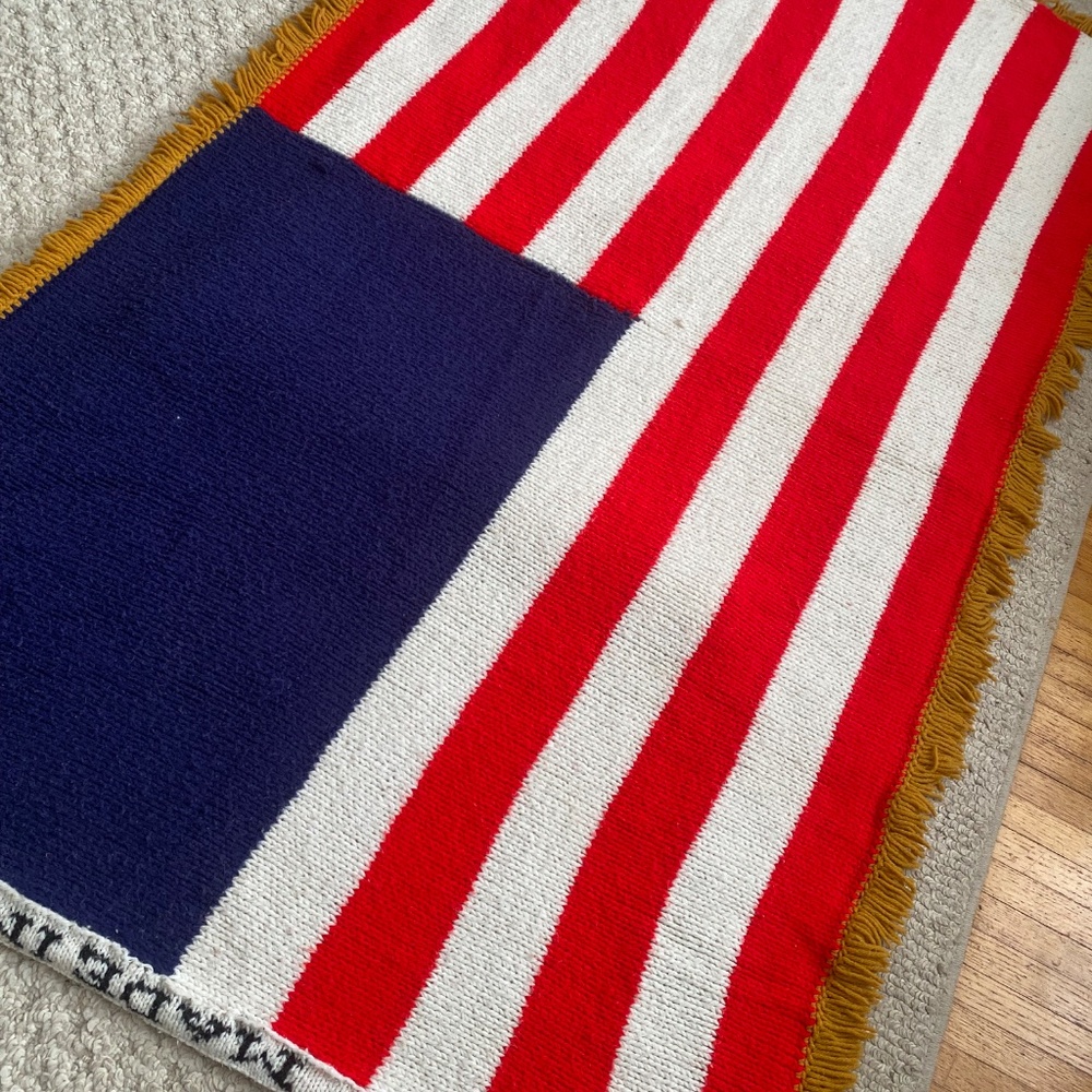 Vintage Afghan USA American Flag Inspiration Throw